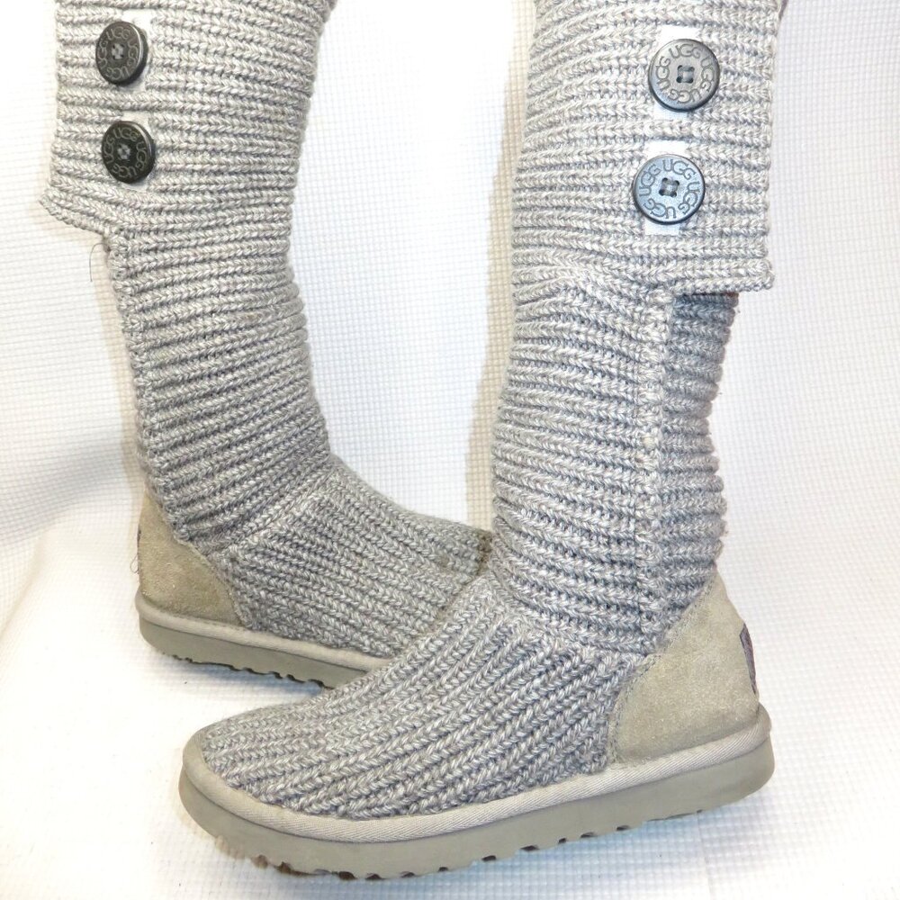 UGG Classic Cardy 5819 Knit Boots Gray Women's Size 7